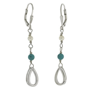 Genuine Turquoise and Freshwater Pearl dangle drop earrings