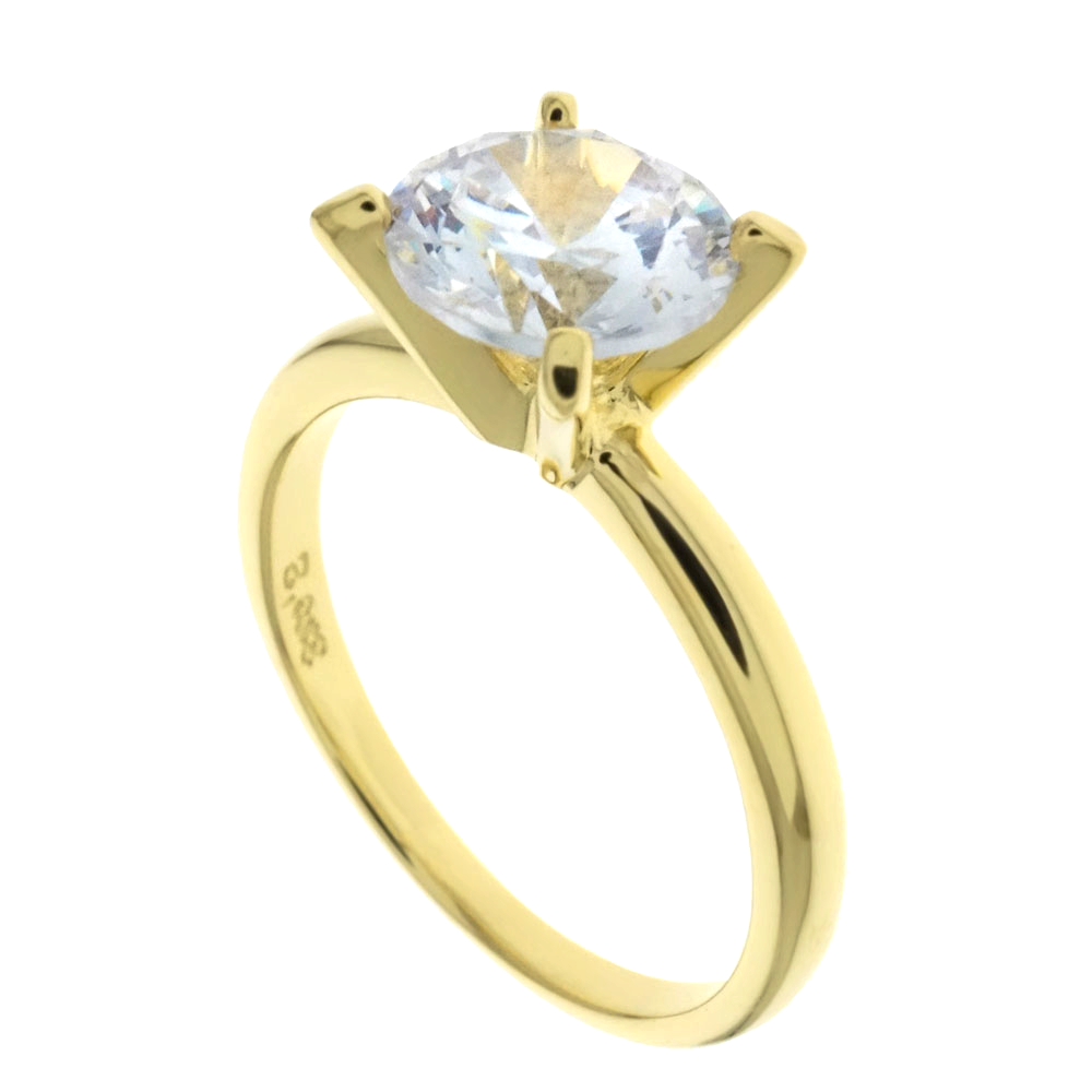Womens yellow gold sterling silver Tiffany style ring