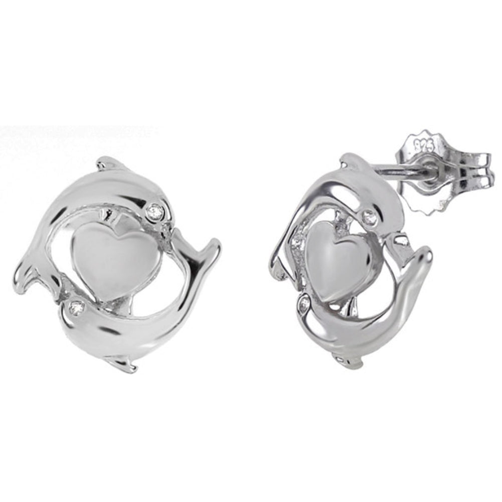 Dolphin heart earrings