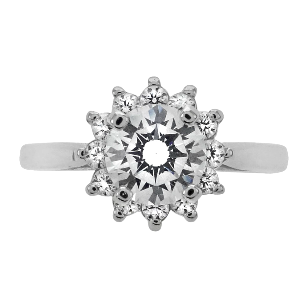 Womens sterling silver solitaire engagement ring