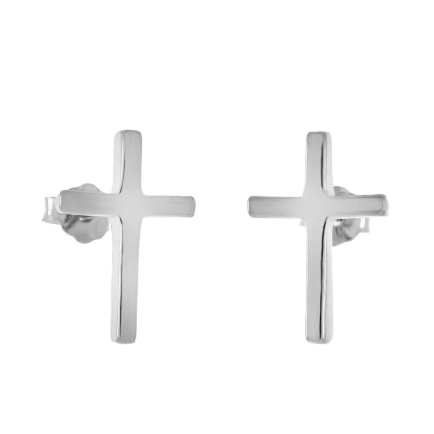 Womens and girls silver cross earrings