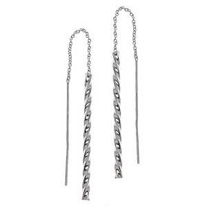 .925 Sterling Silver Twisted Braid Dangle Threader Ladies and Girls Earrings