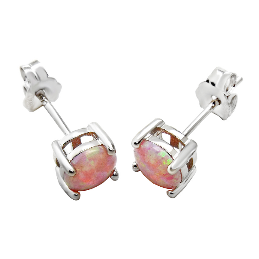 Pink fire opal stud earrings