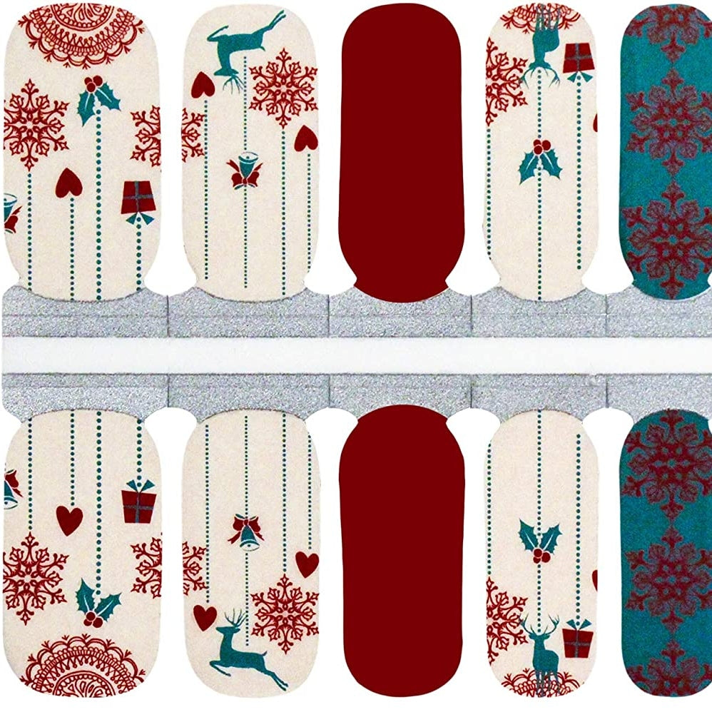 Reindeer and Snowflakes mixed manicure nail polish wraps strips