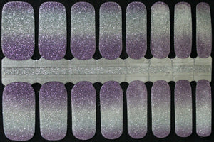 Purple and silver gradient ombre nail polish wraps strips
