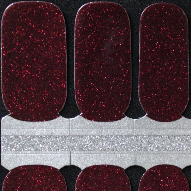 Solid Deep Dark Red Glitter Nail Polish wraps stickers