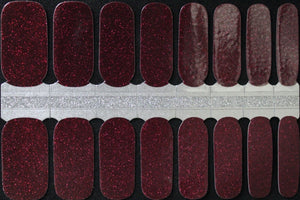 Glitter Deep Dark Red nail polish wraps stickers strips
