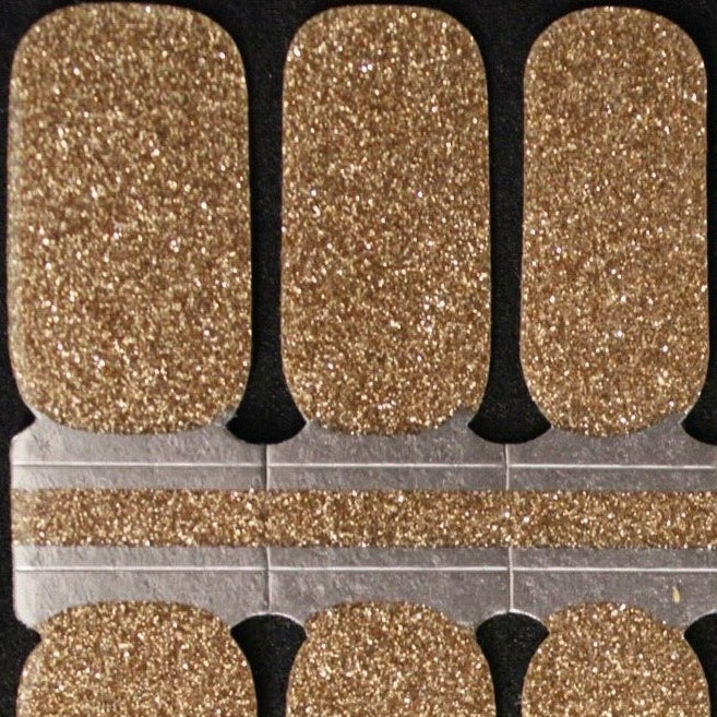 Solid Gold Glitter Nail Polish Wraps Strips Stickers DIY