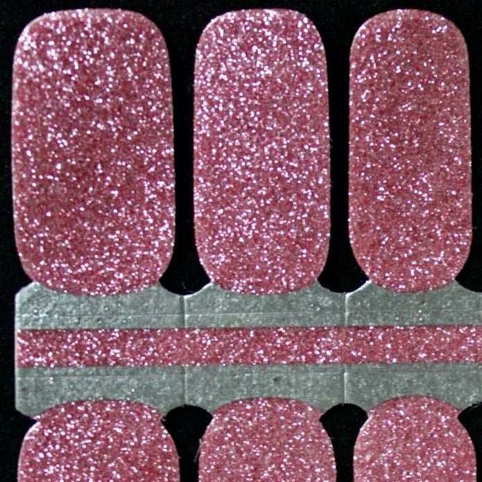 Pink glitter nail polish wraps strips
