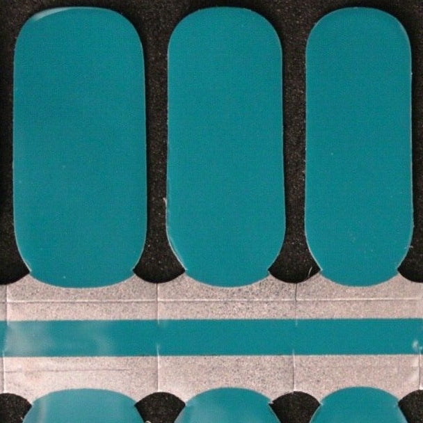 Blue Teal solid color nail polish wraps strips
