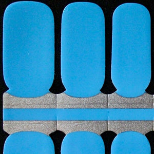 Solid azure blue nail polish strips wraps