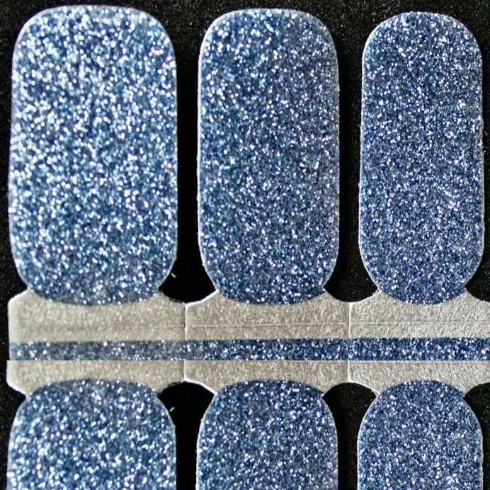 Sky blue solid glitter nail polish wraps strips