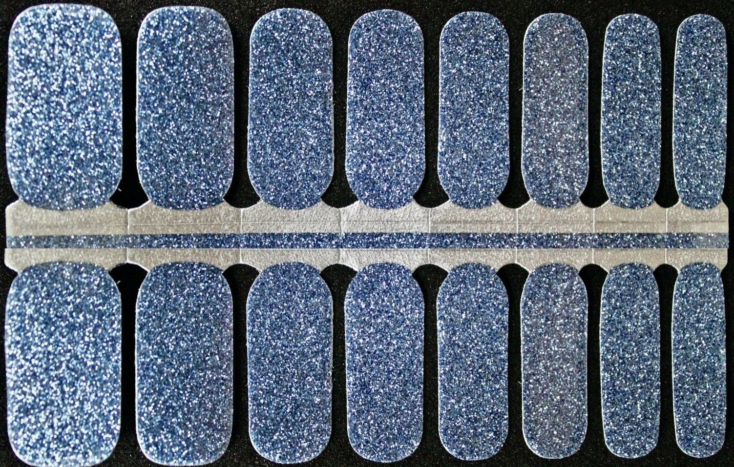 Solid blue glitter nail polish wraps strips stickers