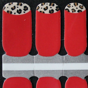 Cheetah print french tip nail polish wraps strips stickers