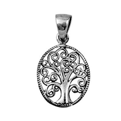 Sterling Silver Oval Family Tree of Life Heart Infinity Swirl pendant (Yggdrasil) - Blades and Bling Sterling Silver Jewelry