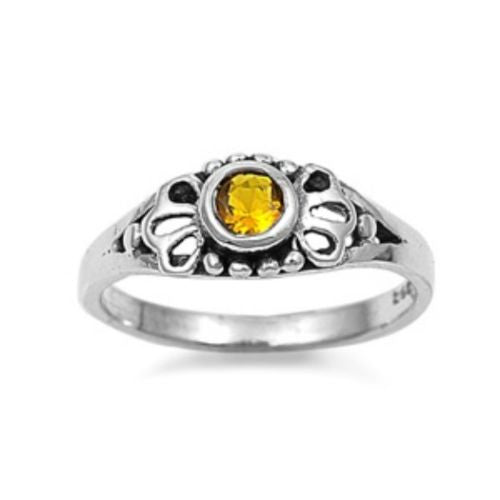 Sterling Silver Yellow Topaz CZ Ring Size 1-5 by  Blades and Bling Sterling Silver Jewelry