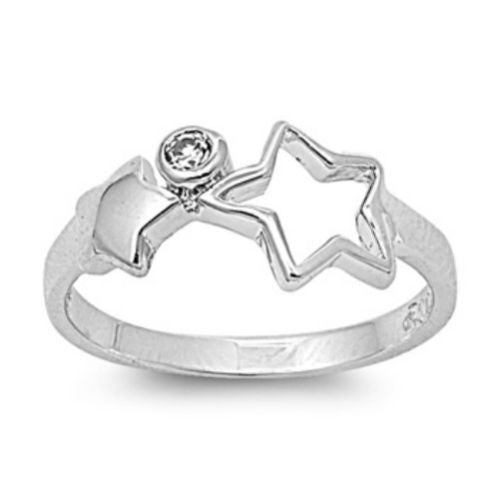 Sterling Silver Clear CZ Star Ring Size 1-5 - Blades and Bling Sterling Silver Jewelry