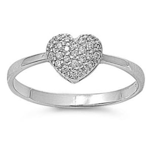 Sterling Silver CZ Heart Engagement Ring size 5- 9 - Blades and Bling Sterling Silver Jewelry