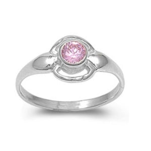 Sterling Silver Pink Topaz CZ Ring Size 1-4 by Blades and Bling Sterling Silver Jewelry