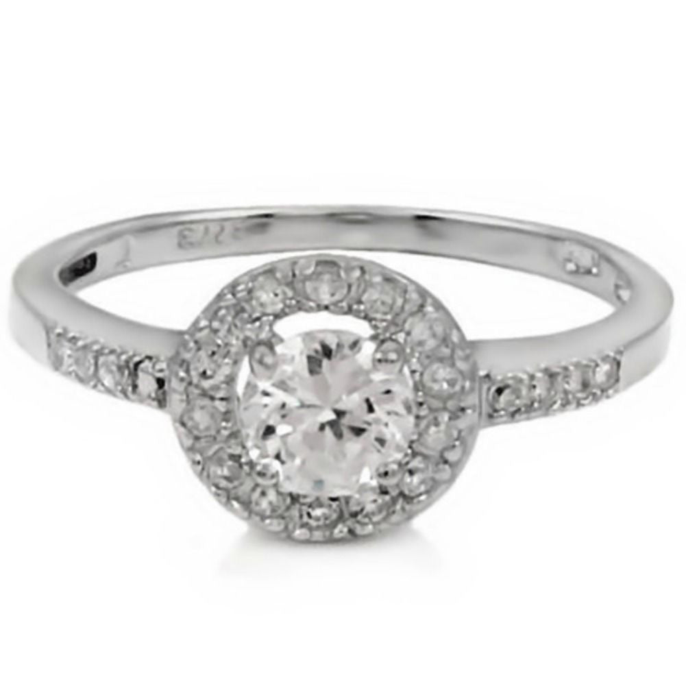 Sterling Silver Halo CZ Engagement Ring size 5-9 - Blades and Bling Sterling Silver Jewelry