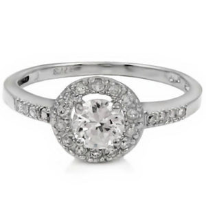 Sterling Silver Halo CZ Engagement Ring size 5-9 - Blades and Bling Sterling Silver Jewelry