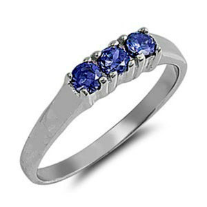 Sterling Silver Blue Sapphire CZ Ring Size 1-5 - Blades and Bling Sterling Silver Jewelry