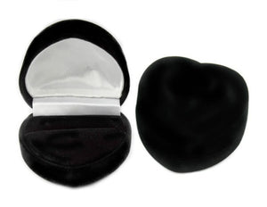 Black velvet heart ring box from Sterling Silver Fashion
