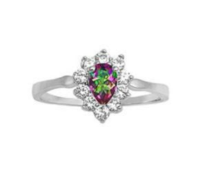 Sterling Silver Halo Rainbow Mystic Topaz CZ Engagement Ring size 5-9 by  Blades and Bling Sterling Silver Jewelry 