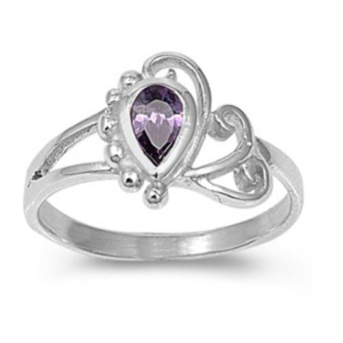 Sterling Silver Amethyst Purple CZ Ring Size 1-5