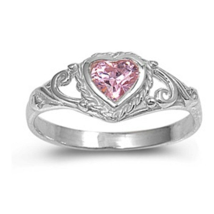 Womens and girls pink heart ring