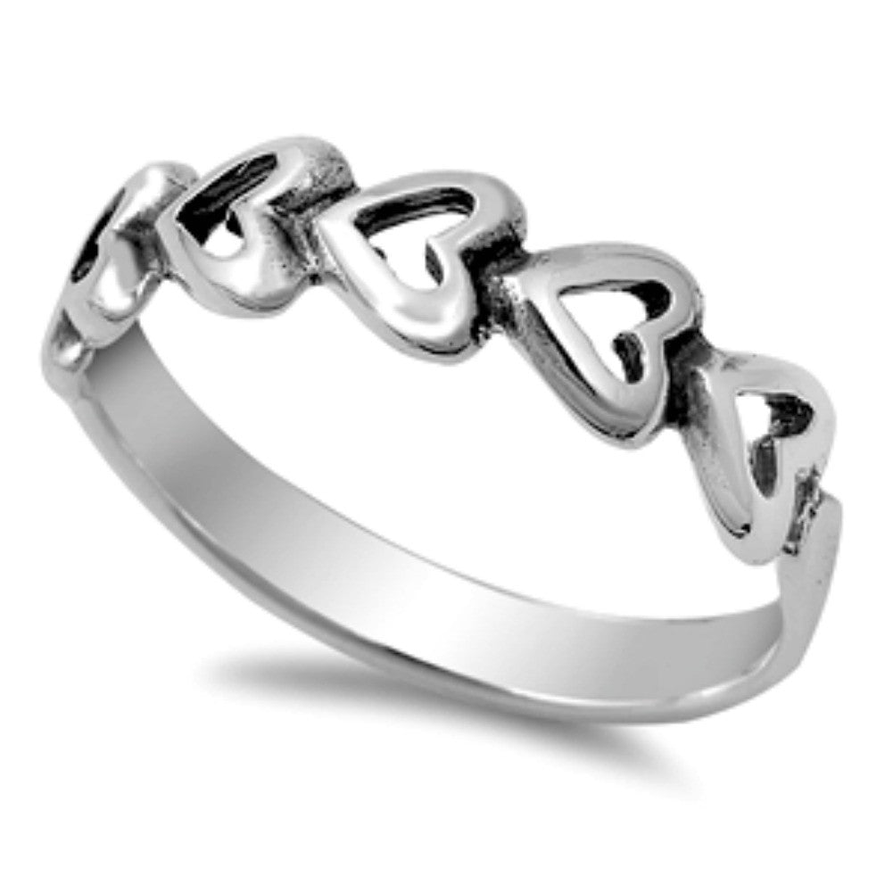 Silver sideways heart ring