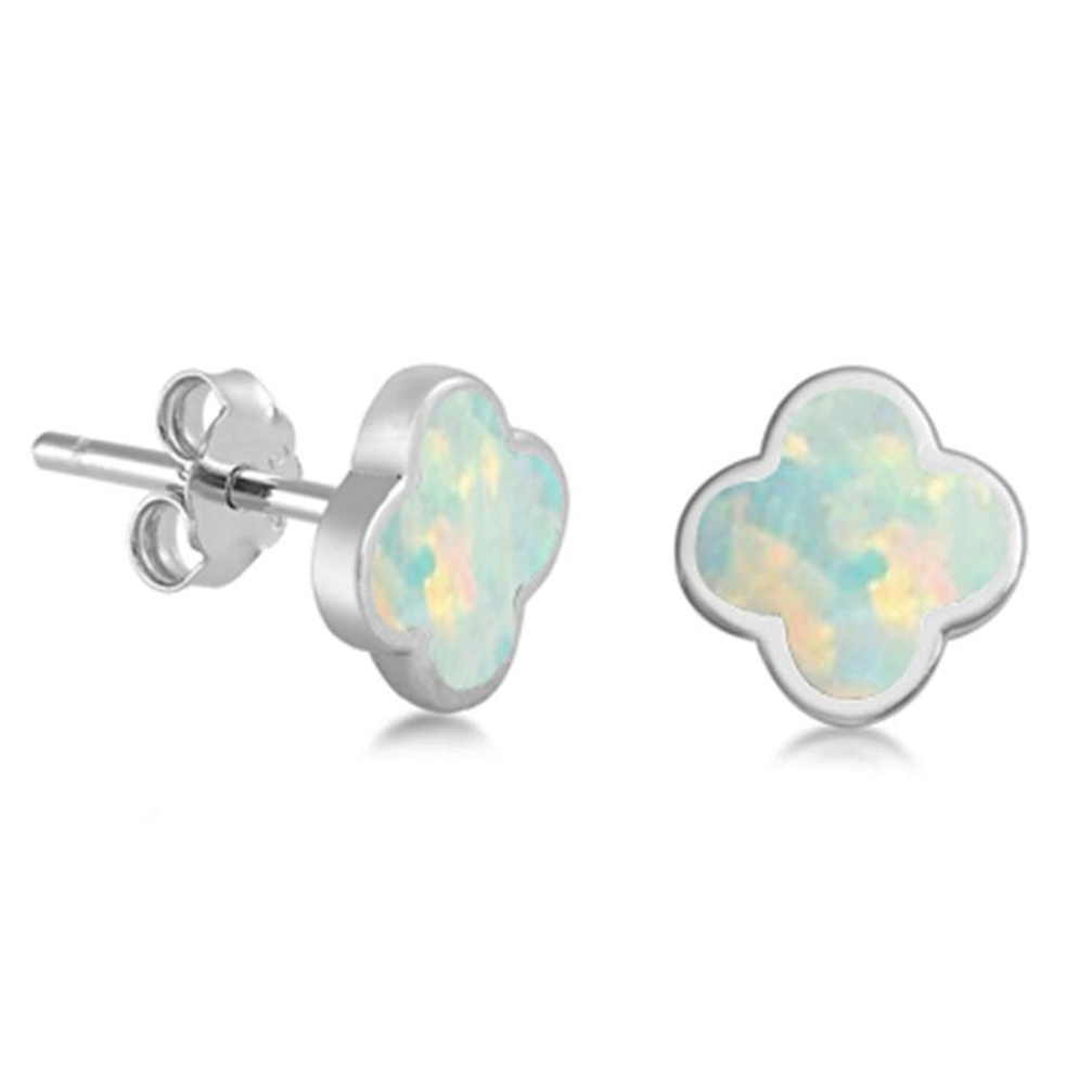 Womens or girls flower opal earring studs