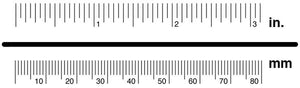 Ruler inches and millimeter