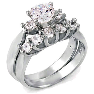 Sterling Silver 1.25 carat Round Cut CZ Wedding Ring set size 5-9