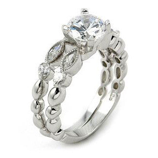 Sterling Silver Fantasy Marquise Round Cut CZ Wedding Ring set size 5-9 by  Blades and Bling Sterling Silver Jewelry