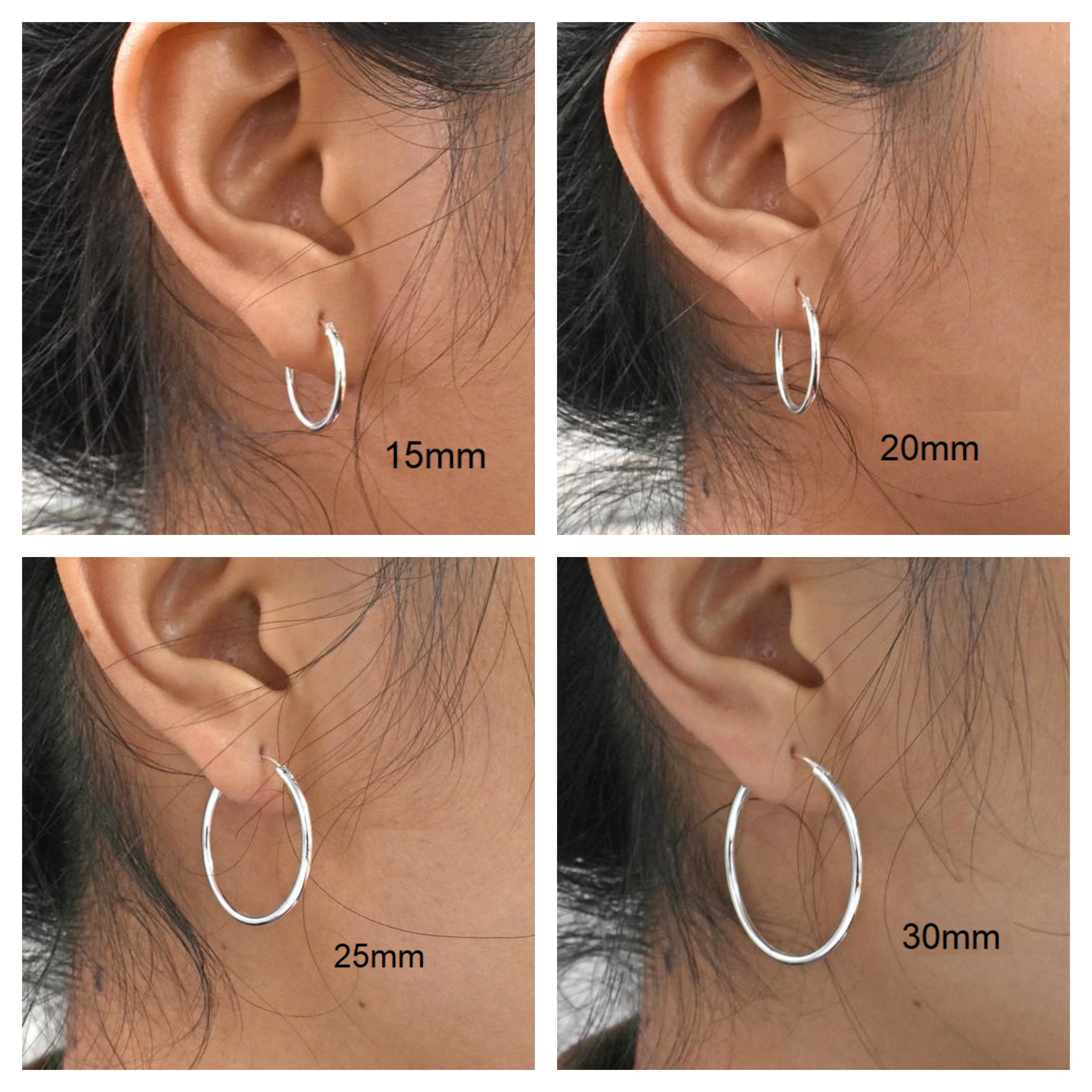 Hoop Earrings, Huggie Earrings, Silver Hoop Earrings Sterling Silver / 8mm