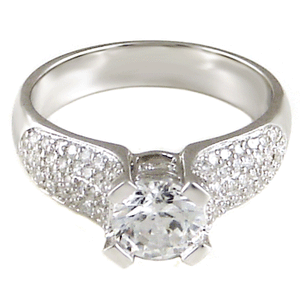 Sterling Silver 1.25 carat Round Cut CZ Micro Pave Set Engagement Ring size 5-9