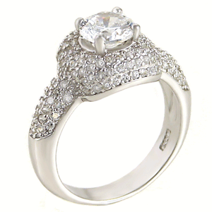 Sterling Silver 1.25 carat Round Cut CZ Ultimate Halo Pave Set Engagement Ring Size 5-9