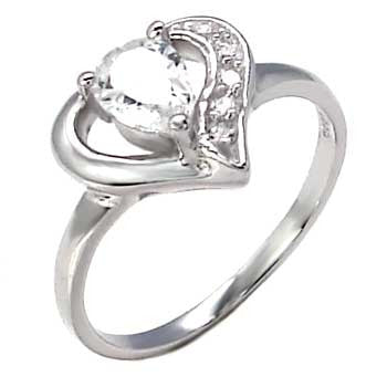 Sterling Silver Oval Cut and Round Cut CZ Heart Engagement Ring Size 5-9 by Blades and Bling Sterling Silver Jewelry