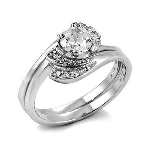 Sterling Silver Round Cut CZ Halo Swirl Wedding Ring set size 5-9 by Blades and Bling Sterling Silver Jewelry