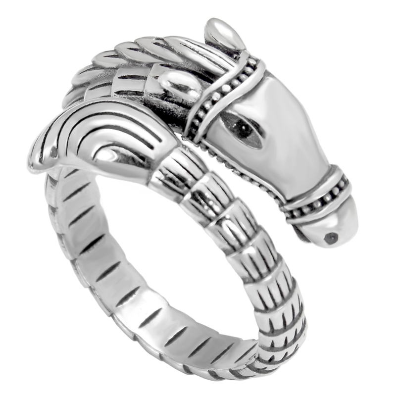 Regal steed horse ring for ladies in Sterling Silver