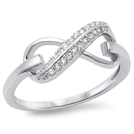 Sterling Silver Pave Set Round Cut CZ Infinity Ring size 4-10 by Blades and Bling Sterling Silver Jewelry