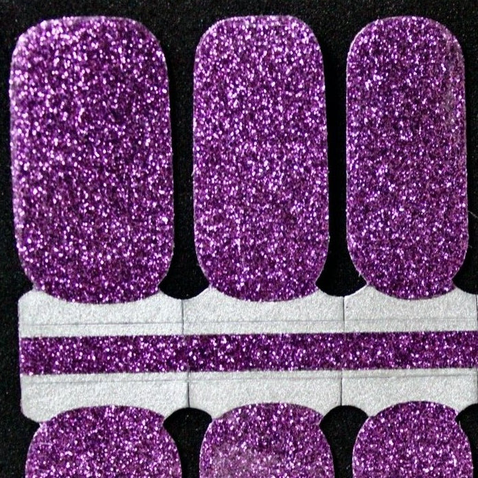 Purple sparkle fine glitter nail polish wraps