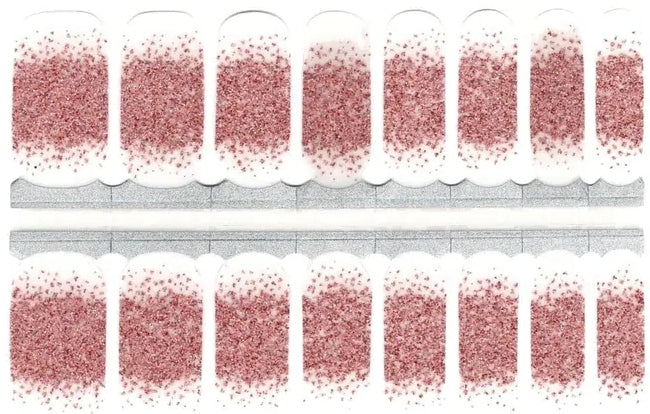 Glittery pink nail wraps stickers lacquer strips clear overlay