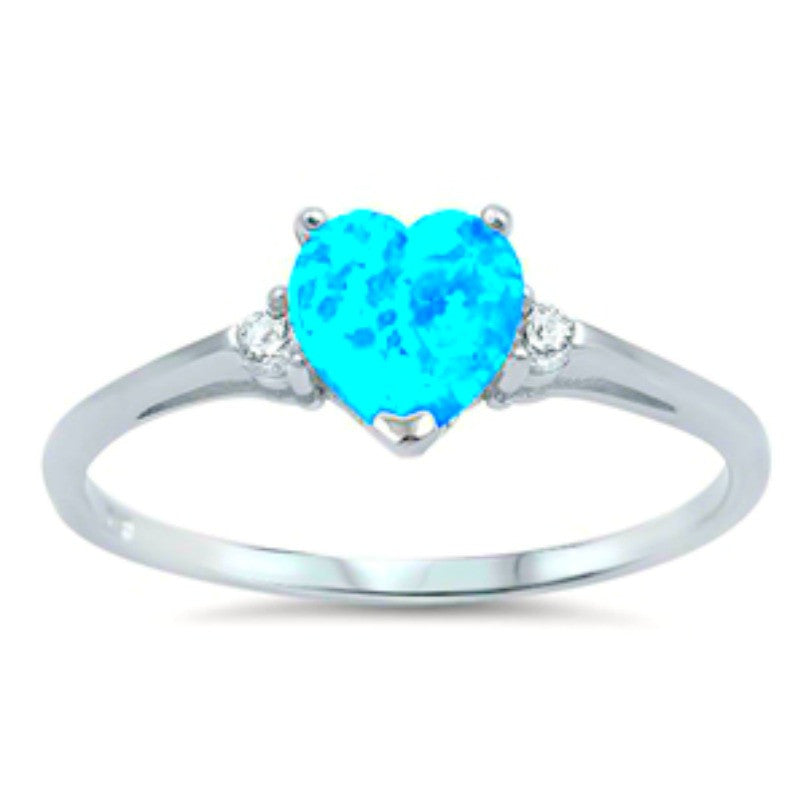 Womens and girls heart cut blue opal ring