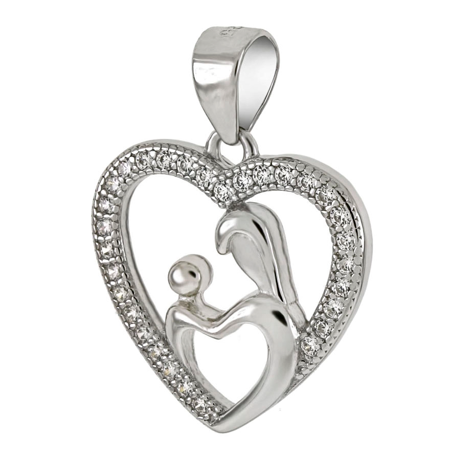 Mom and kid baby heart shaped pendant