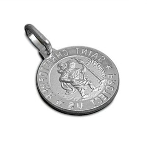 Sterling Silver Tiny St. Christopher Protect Us Protection Medal Medallion pendant - Blades and Bling Sterling Silver Jewelry