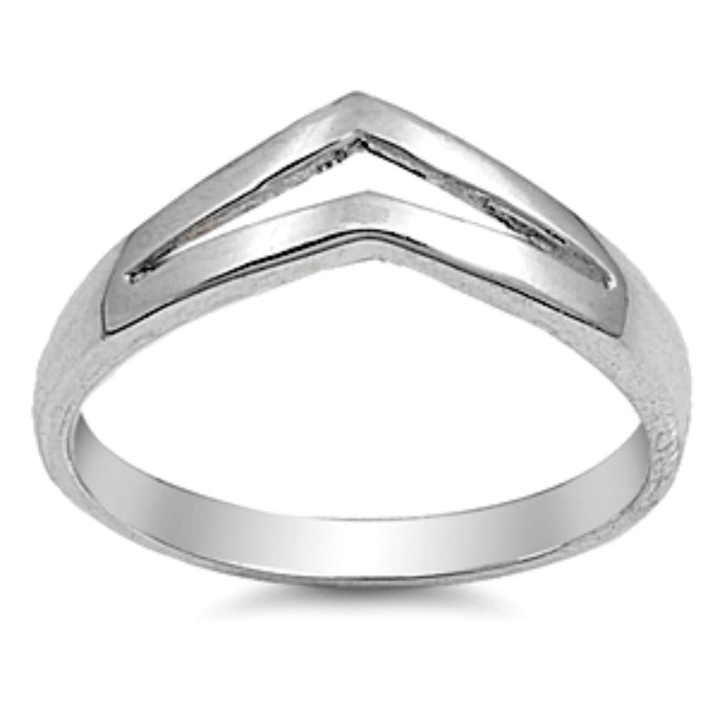 Womens V chevron silver ring