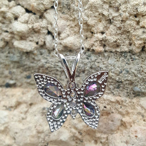 Back of silver butterfly necklace gift