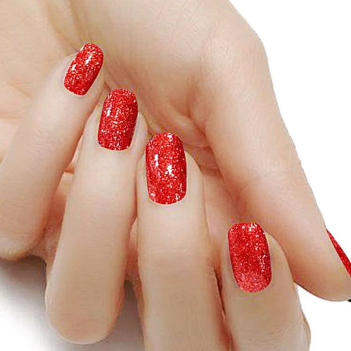 Red Glitter Manicure Nail Polish Wraps Strips For Ladies and Girls –  Sterling Silver Fashion